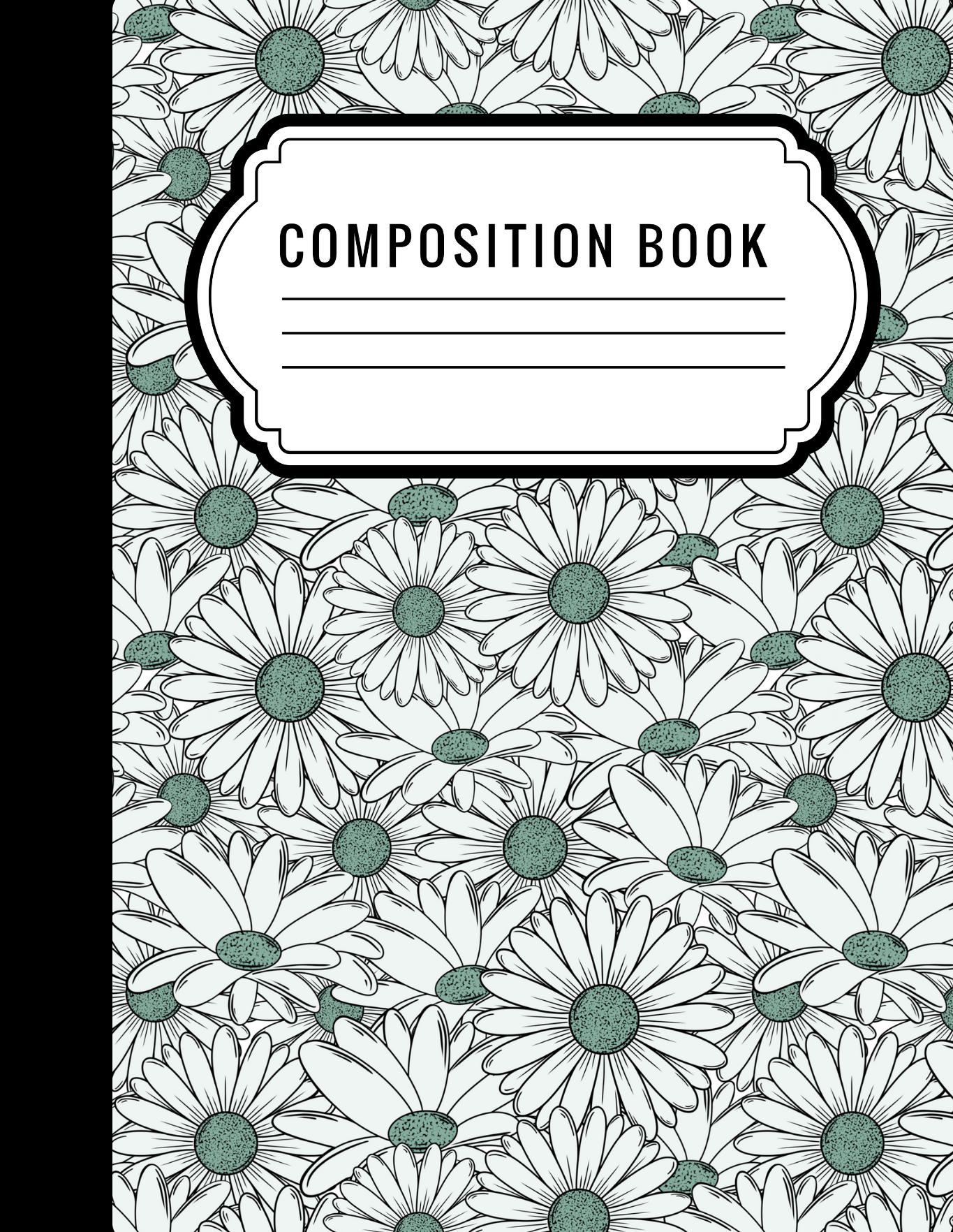 White and teal flowers - Composition notebook vinyl