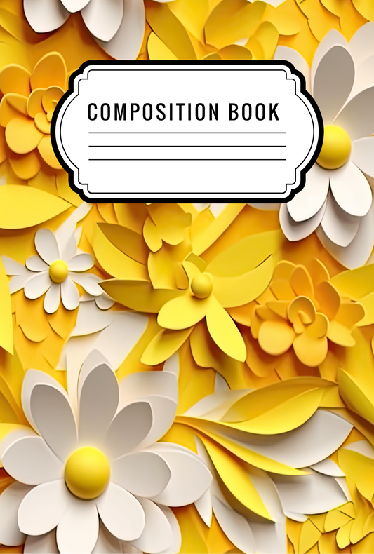 Yellow 3d flowers - Composition notebook vinyl