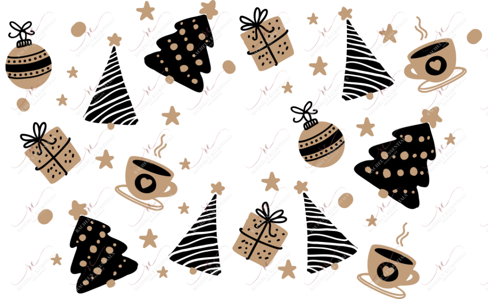 Black And Tan Christmas Trees Presents - Cold Cup Wrap Cold