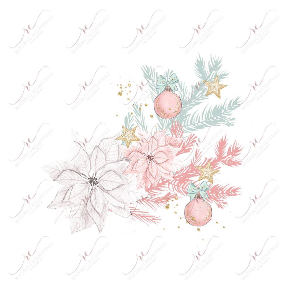 Christmas Floral Pastel - Ready To Press Sublimation Transfer Print Sublimation