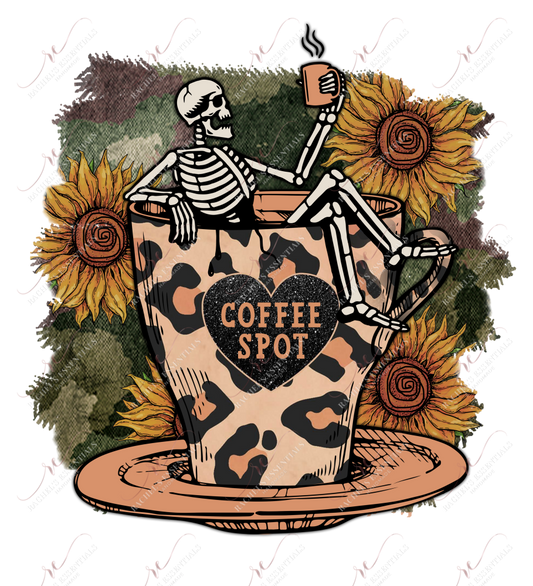 Coffee Spot Skeleton Coffee Cup - Ready To Press Sublimation Transfer Print Sublimation