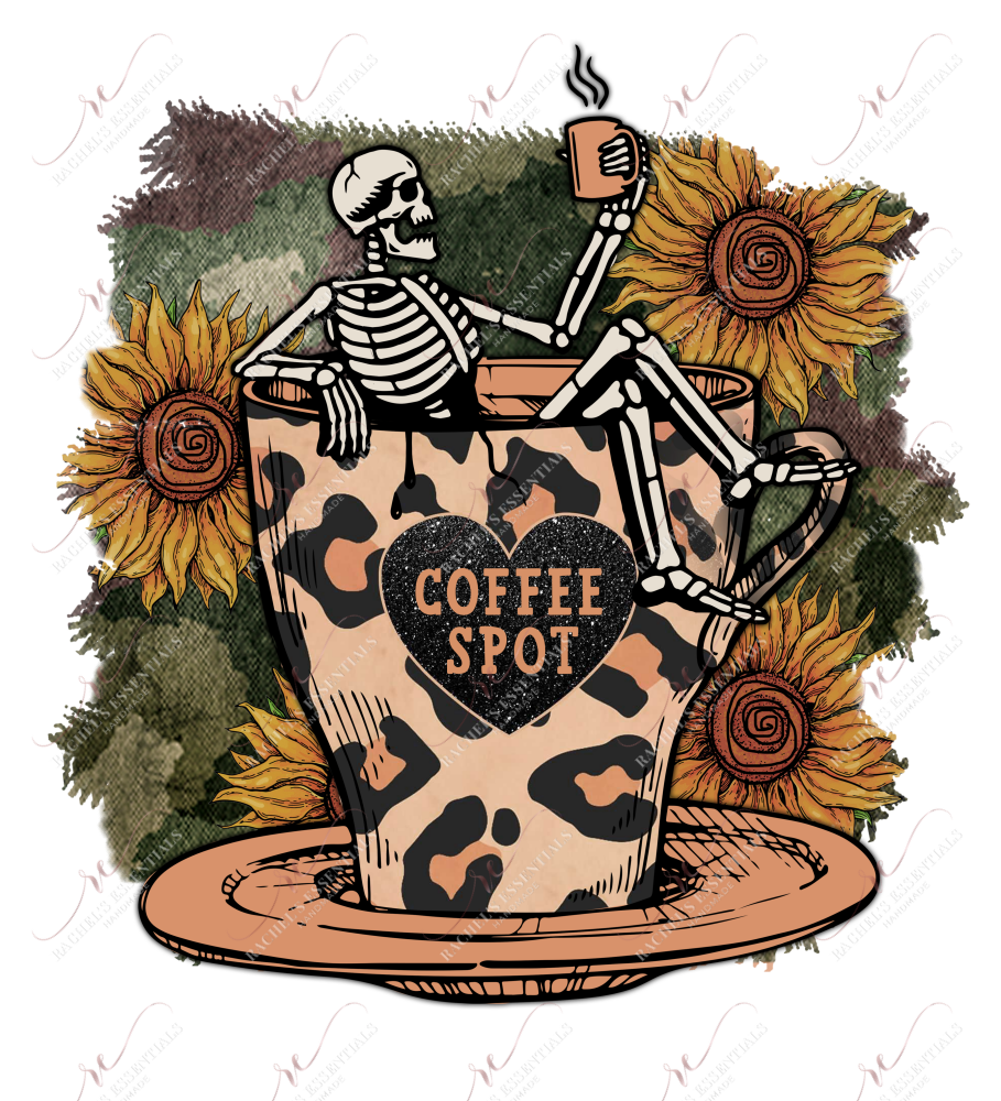 Coffee Spot Skeleton Coffee Cup - Ready To Press Sublimation Transfer Print Sublimation
