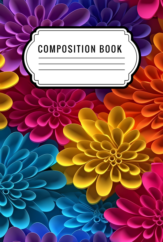 3d rainbow flowers - Composition notebook vinyl