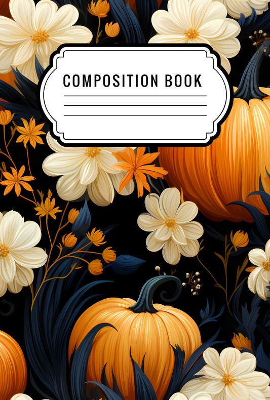 Floral pumpkins - Composition notebook vinyl