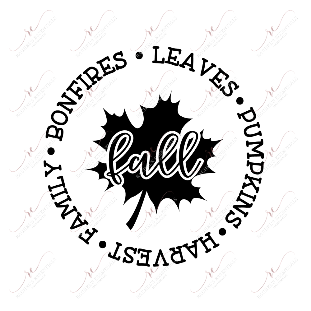 Fall Bonfires Leaves Pumpkins Harvest Family - Ready To Press Sublimation Transfer Print Sublimation