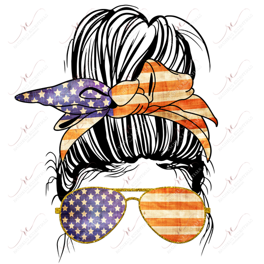 Flag Messy Bun - Sublimation Print Transfer Ready To Press
