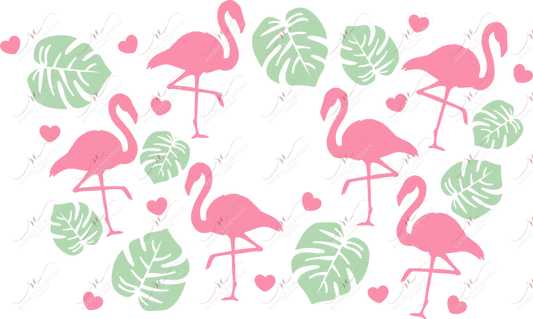 Flamingos And Leaves - Cold Cup Wrap