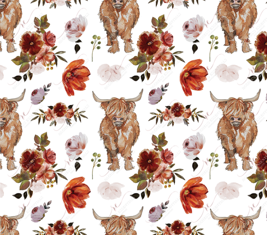 Floral Highland Cow - Vinyl Wrap Vinyl