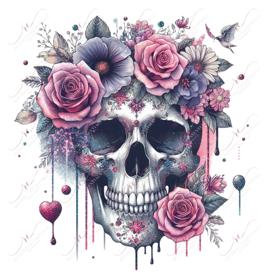 Floral Skull - Ready To Press Sublimation Transfer Print Sublimation