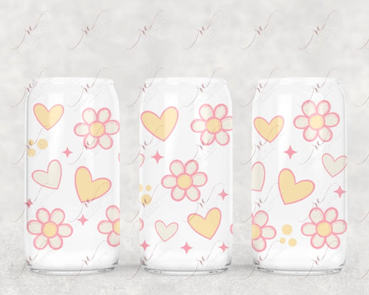 Flowers And Hearts - 16Oz Vinyl Libbey Wrap