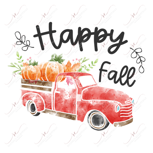 Sublimation 1.99 Happy fall red truck - ready to press sublimation transfer print freeshipping - Rachel's Essentials
