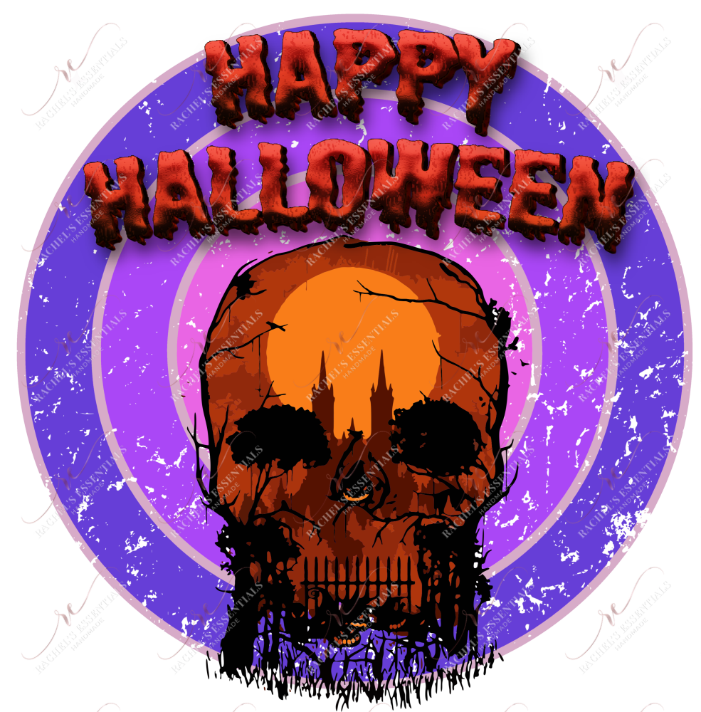 Happy Halloween Skull - Ready To Press Sublimation Transfer Print Sublimation
