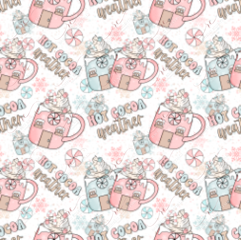 Hot Cocoa Weather Pastel - Ready To Press Sublimation Transfer Print Seamless Sublimation