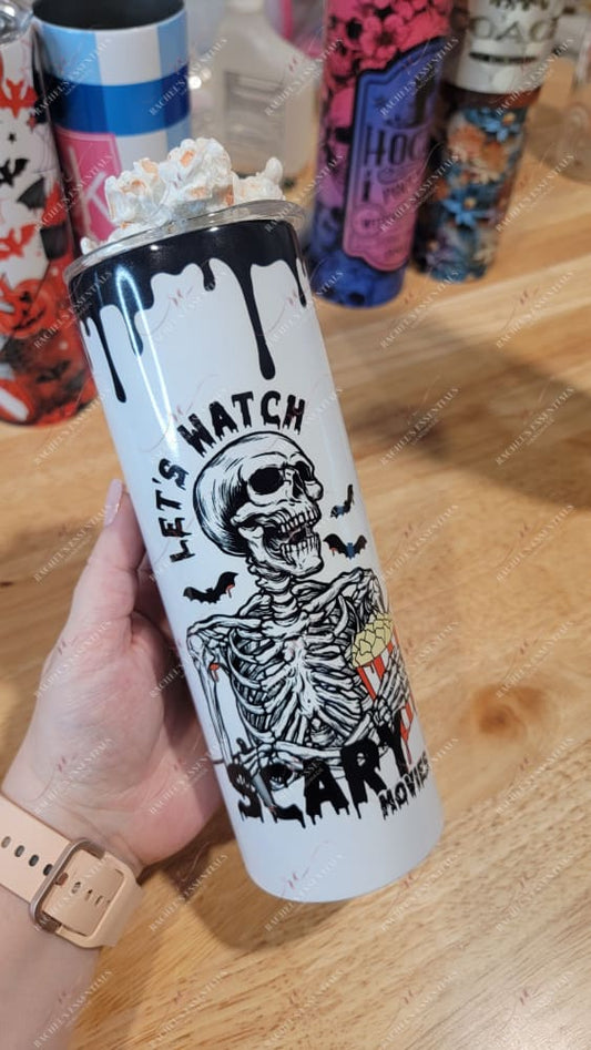 Letβs Watch Scary Movies Split Tumblr With Popcorn Topper And Extra Lid 20Oz Tumbler