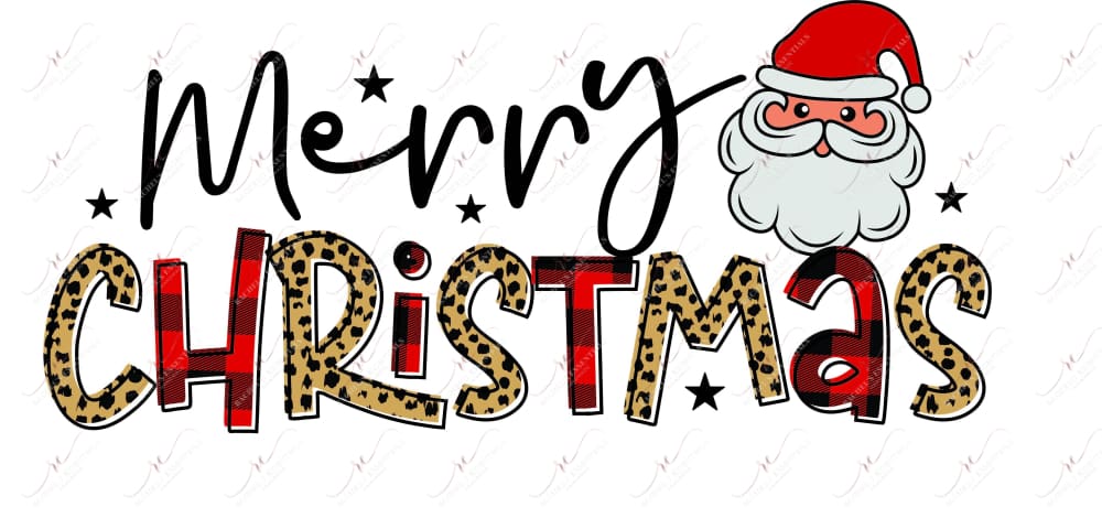 Merry Christmas Plaid And Leopard - Ready To Press Sublimation Transfer Print Sublimation