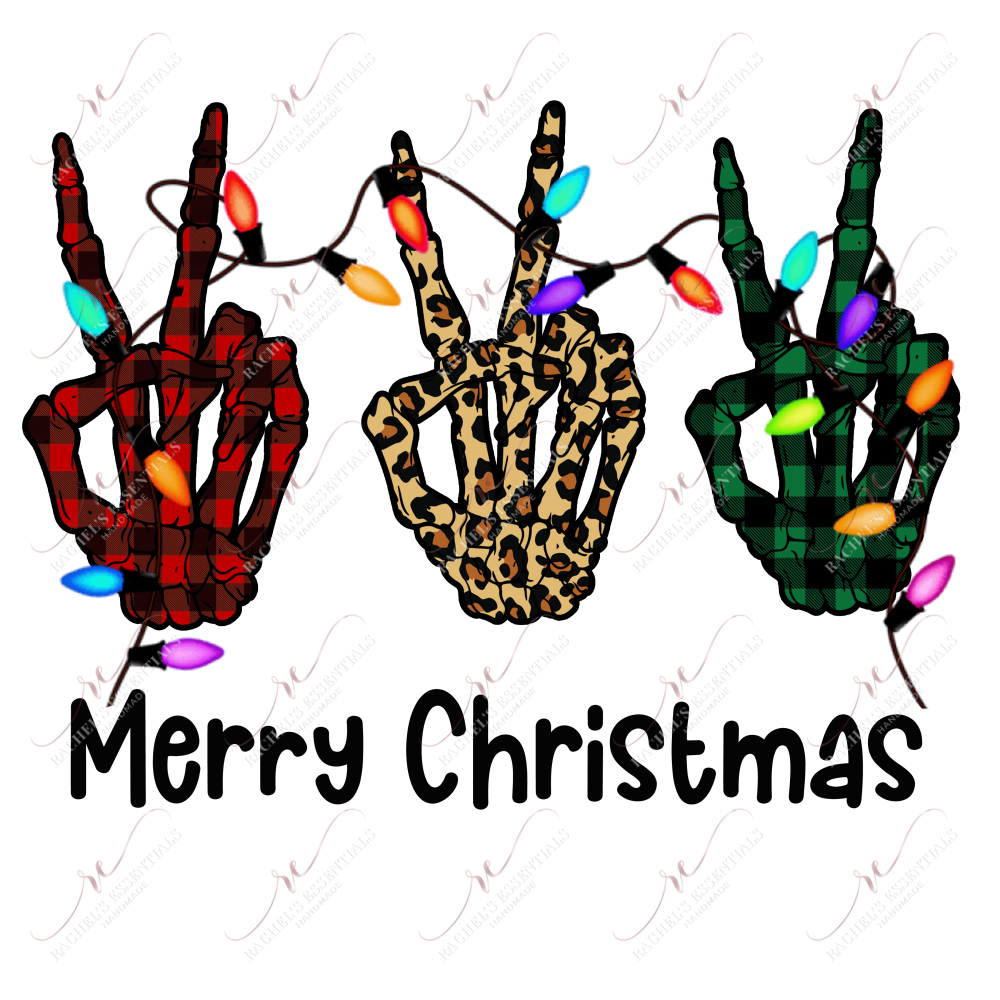 Merry Christmas Skull Hands - Ready To Press Sublimation Transfer Print Sublimation