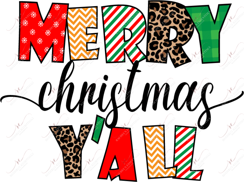 Merry Christmas Yall - Clear Cast Decal