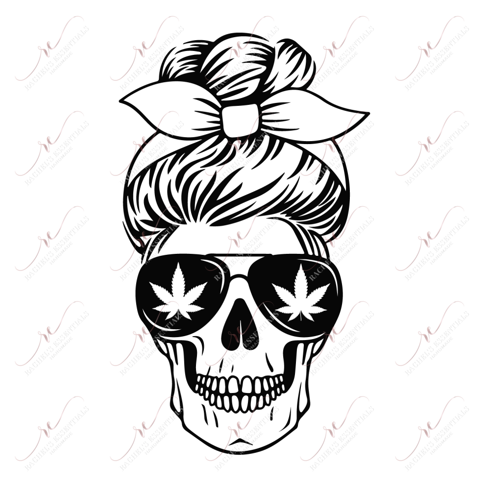 Messy Bun Skull Weed - Ready To Press Sublimation Transfer Print Sublimation
