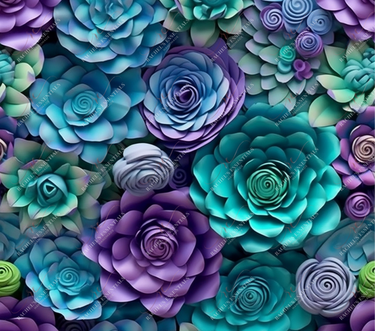 Paper Flowers 3D - Ready To Press Sublimation Transfer Print Seamless Sublimation