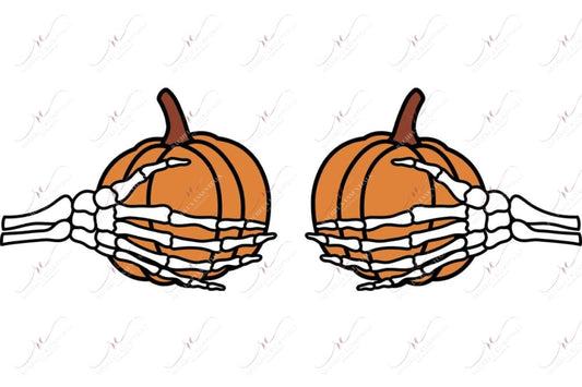 Pumpkin Skeleton Hands - Ready To Press Sublimation Transfer Print Sublimation