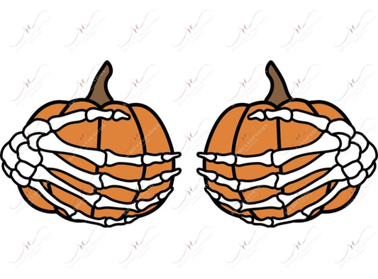 Pumpkin Skeleton Hands - Ready To Press Sublimation Transfer Print Sublimation