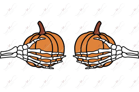 Pumpkin Skeleton Hands - Ready To Press Sublimation Transfer Print Sublimation