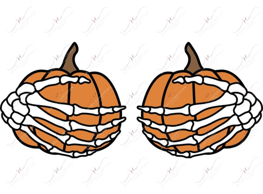 Pumpkin Skeleton Hands - Ready To Press Sublimation Transfer Print Sublimation