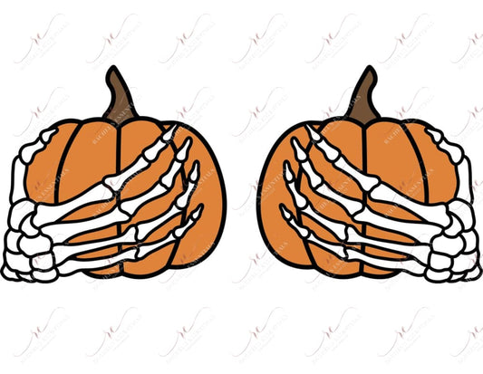 Pumpkin Skeleton Hands - Ready To Press Sublimation Transfer Print Sublimation