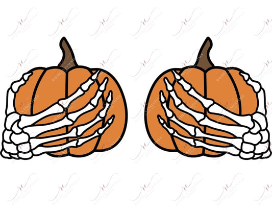Pumpkin Skeleton Hands - Ready To Press Sublimation Transfer Print Sublimation