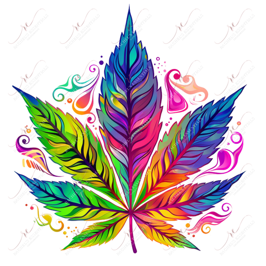 Rainbow 420 Leaf 2 - Ready To Press Sublimation Transfer Print Sublimation
