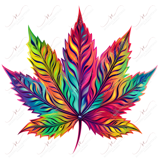 Rainbow 420 Leaf 4 - Ready To Press Sublimation Transfer Print Sublimation