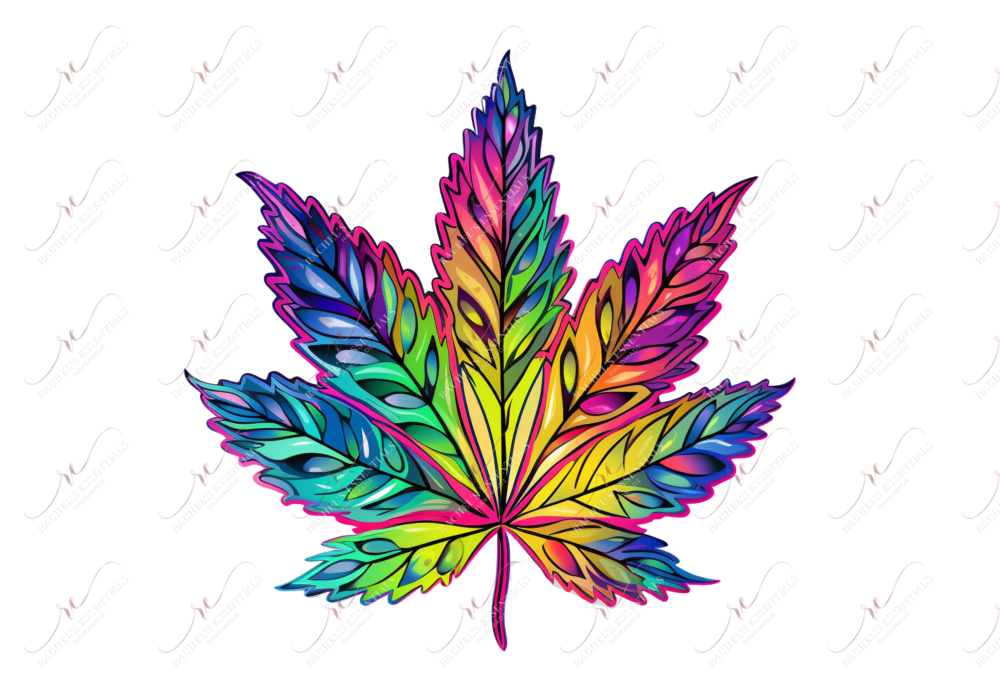 Rainbow 420 Leaf 5 - Ready To Press Sublimation Transfer Print Sublimation