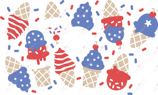 Red White Blue Ice Cream Cones - Cold Cup Wrap