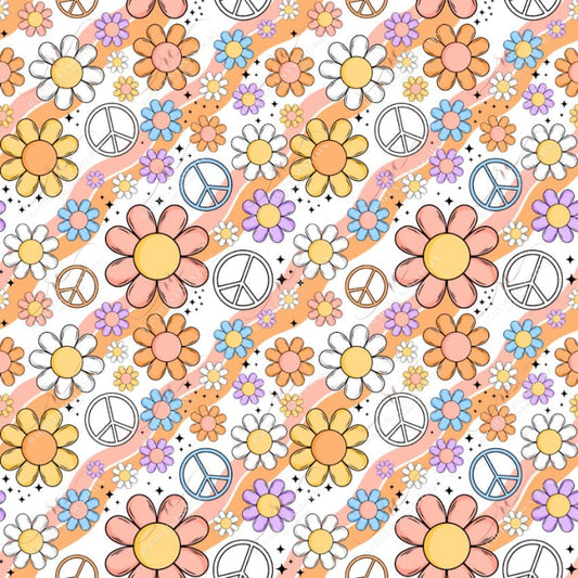 Retro Wave Floral - Ready To Press Sublimation Transfer Print Seamless 2/24 Sublimation