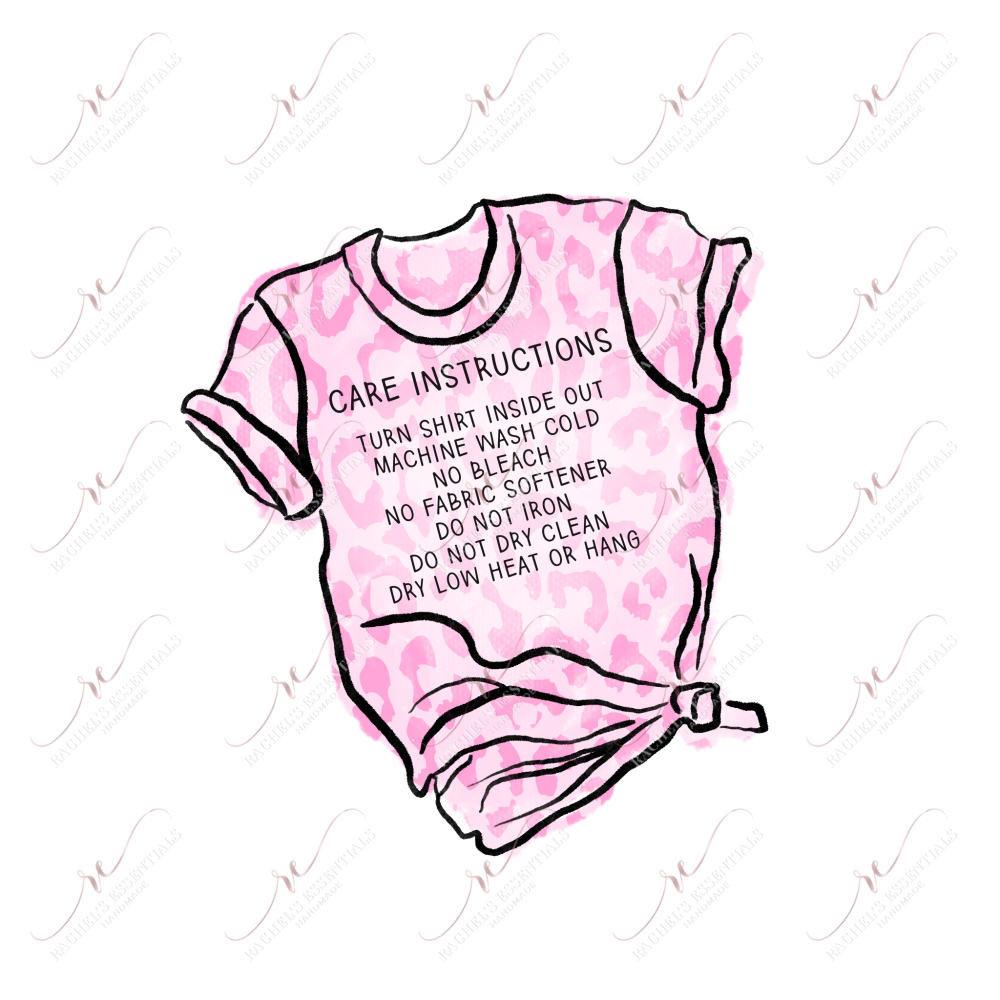 Shirt Care Instructions Pink - Business Sticker Set