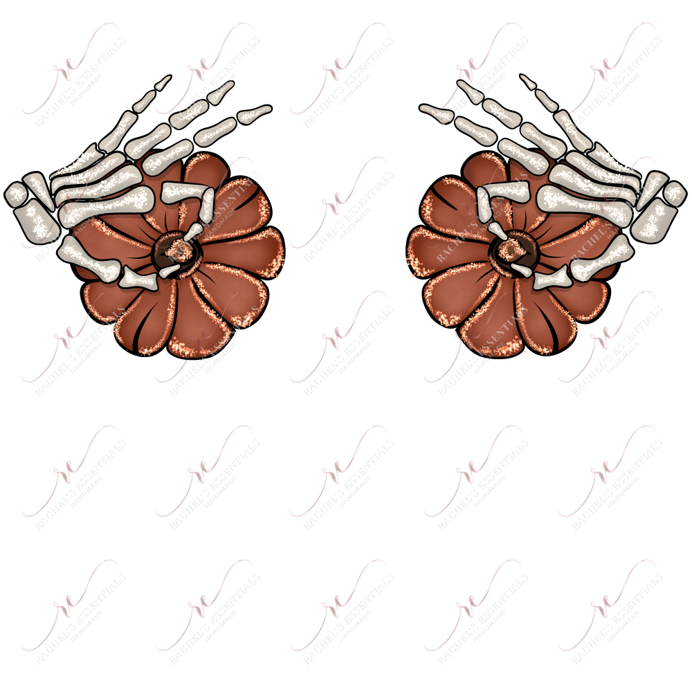 Skeleton Hands Holding Pumpkin - Clear Cast Decal