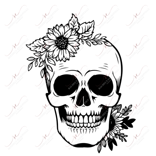 Skull And Flowers - Ready To Press Sublimation Transfer Print Sublimation