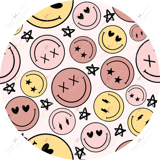 Smiley Face Car Coaster - Ready To Press Sublimation Transfer Print Sublimation