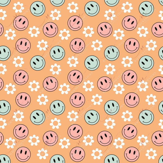 Smiley Faces And Flowers Orange - 20Oz Straight Vinyl Wrap