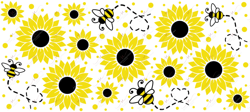 Bees And Sunflowers - 16Oz Glass Can Wrap Sublimation