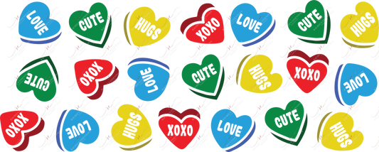 Conversation Hearts - 16Oz Glass Can Wrap Sublimation