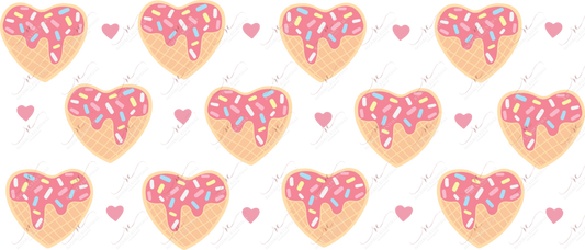 Ice Cream Waffle Hearts - 16Oz Glass Can Wrap Sublimation