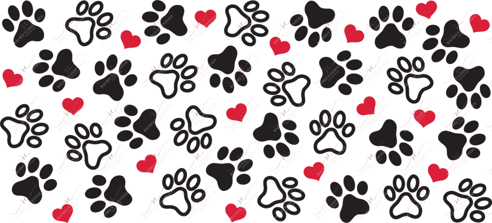 Paw Prints And Hearts - 16Oz Glass Can Wrap