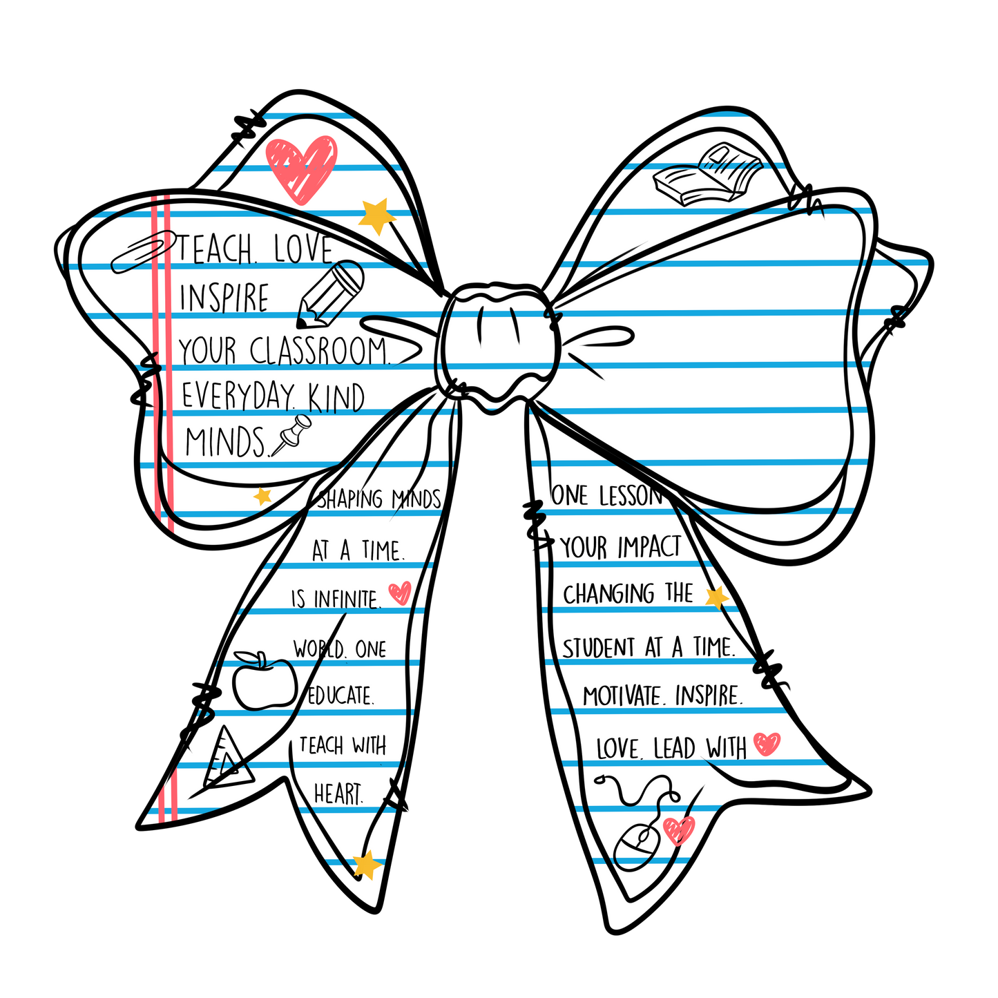 Teacher bow - ready to press sublimation transfer print