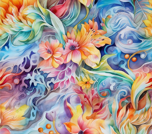 Watercolor Flowers - Vinyl Wrap Seamless Vinyl