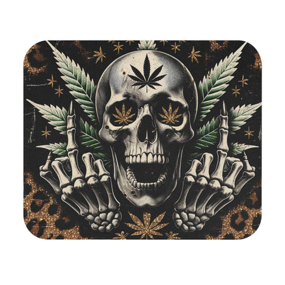 Punk Rock Skull Mouse Pad | Edgy Office Decor, Gaming Accessory, Gift for Him, Cannabis Style, Artwork for Desk