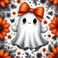 Orange floral ghost - ready to press sublimation transfer print