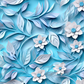 3D Blue Floral - Ready To Press Sublimation Transfer Print Sublimation