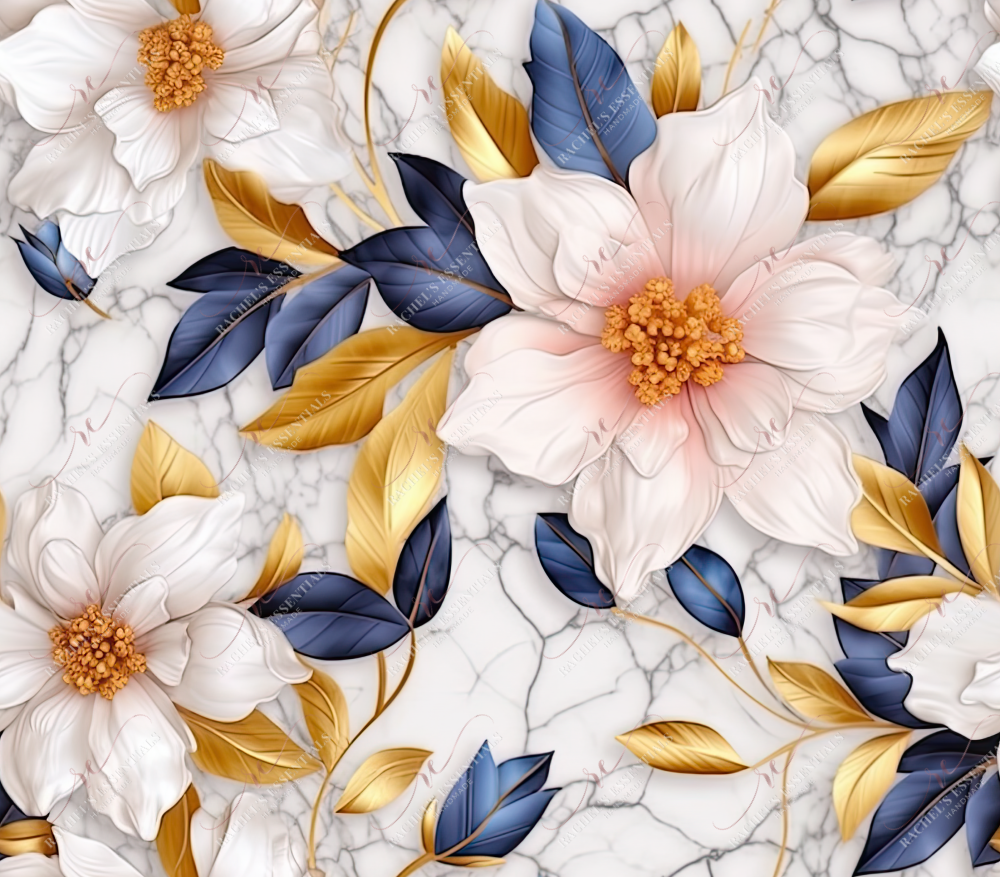 3D Navy And Gold - Vinyl Wrap Seamless Vinyl