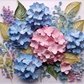 3D Quilled Pink/Blue Hydrangea Flowers-Ready To Press Sublimation Transfer Print Sublimation